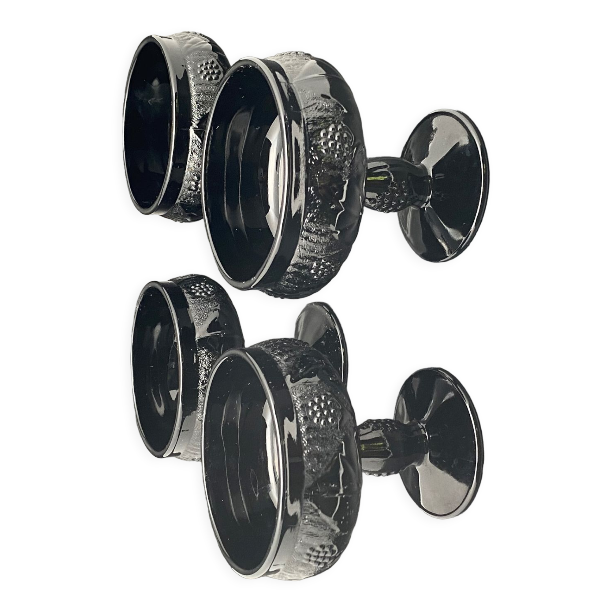 Black opaque glass dessert cups