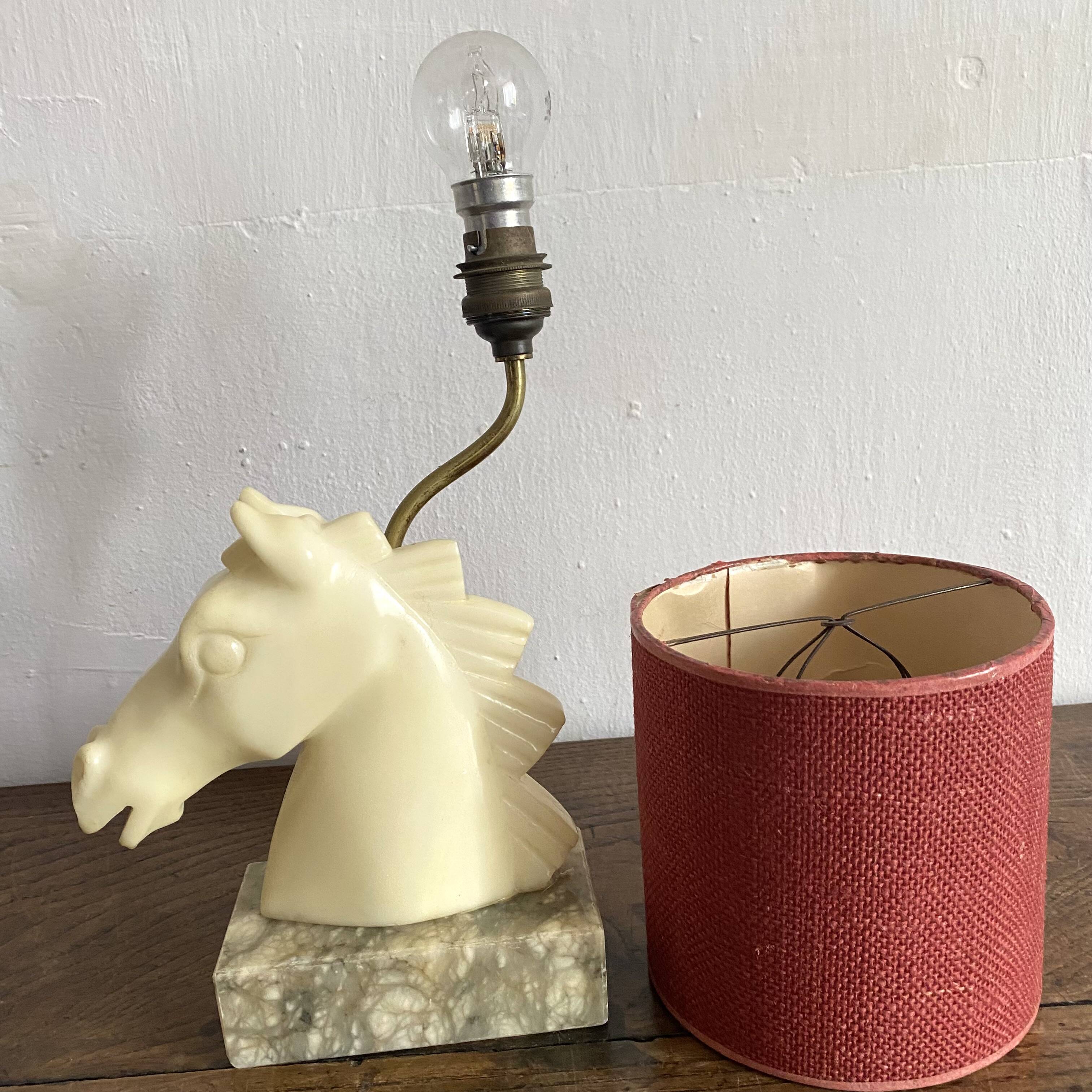 Alabaster horse head lamp, Italy