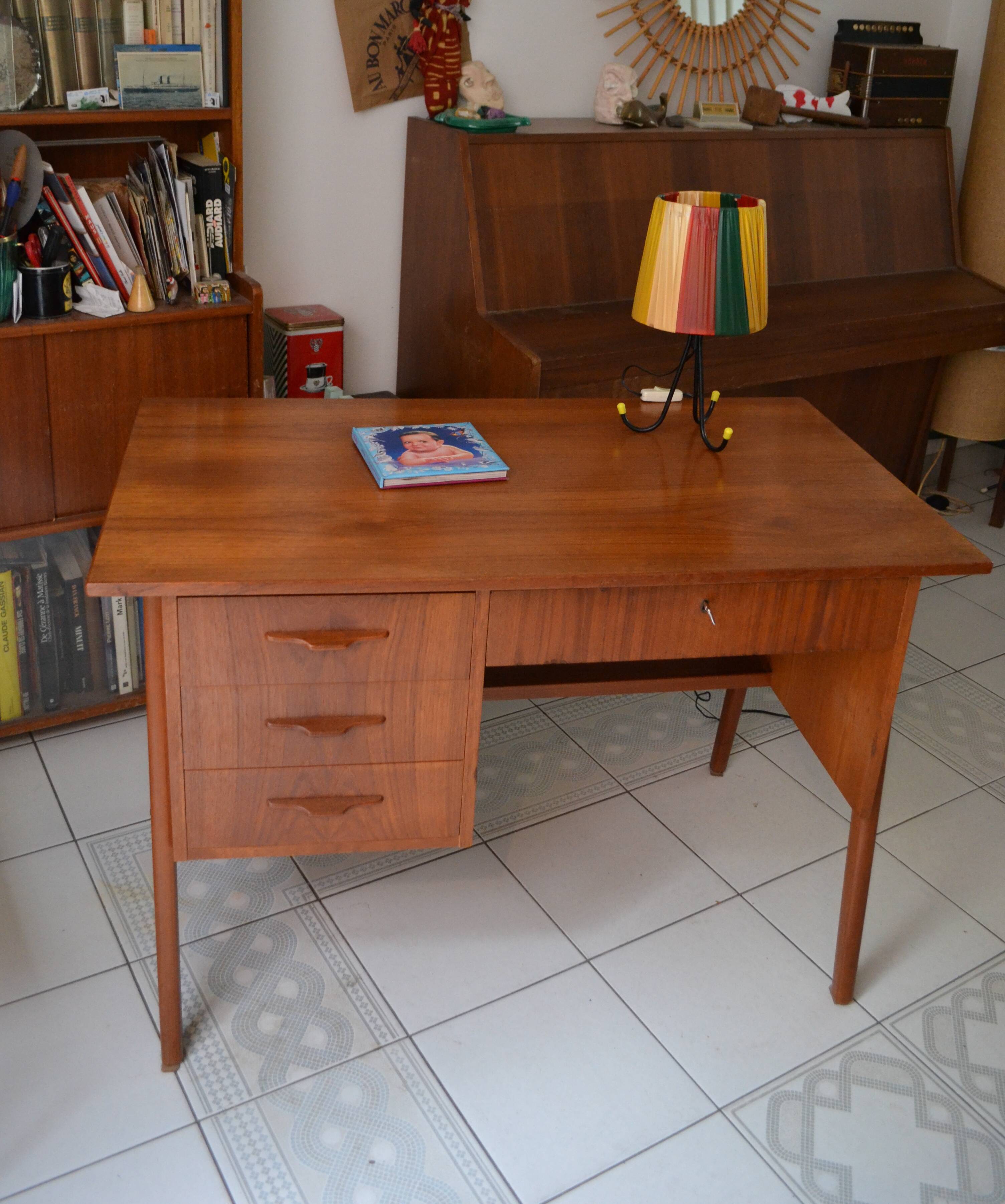 Scandinavian office 60s teak foot compass