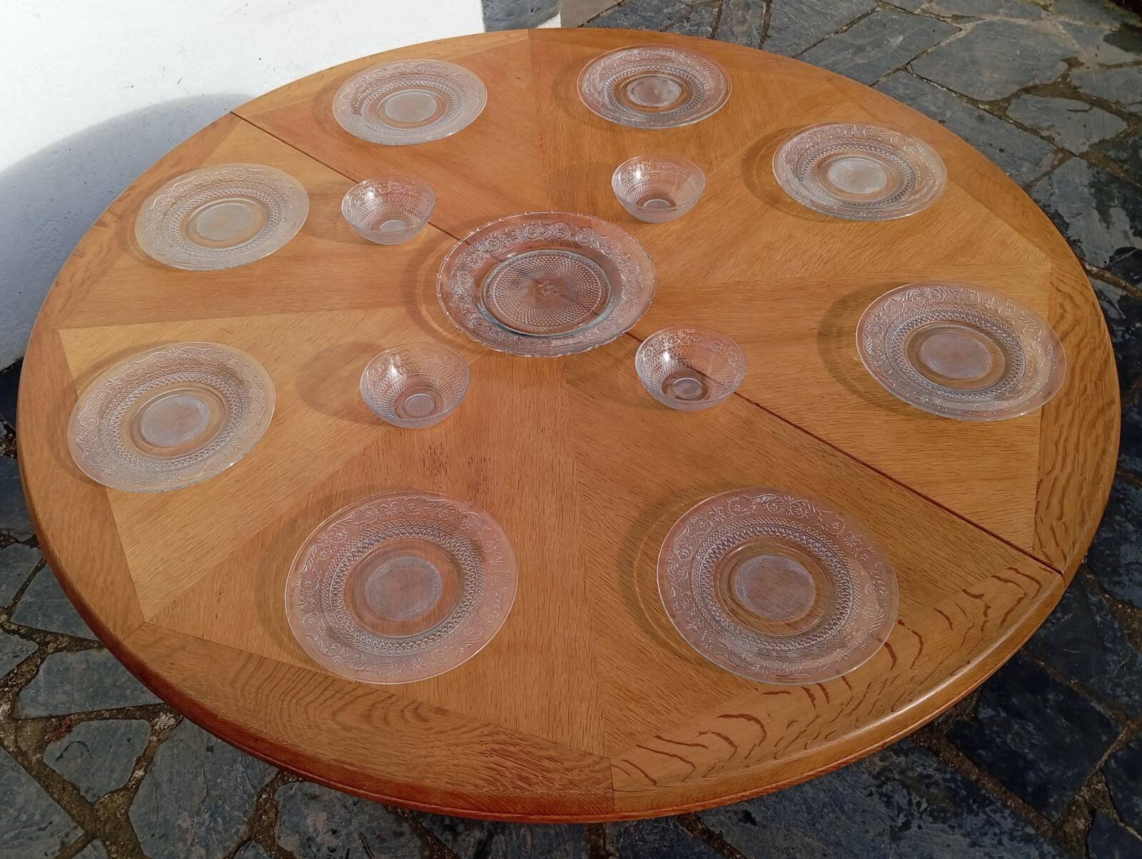 Large oak table by Guillerme & Chambron