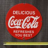 Plaque émaillée Coca-Cola « Delicious Coca-Cola Refreshes You Best » 1950's États-Unis