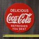 Coca-Cola enamelled ad "Delicious Coca-Cola Refreshes You Best" 1950's USA