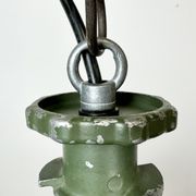 Industrial Green Enamel Pendant Lamp with Cast Aluminium Top, 1960