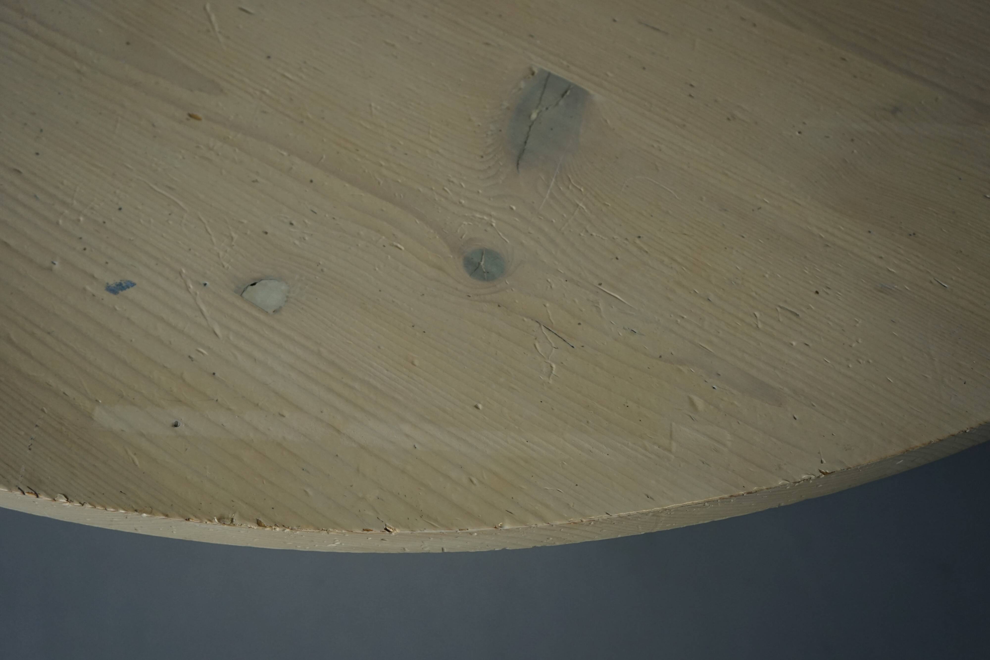 Architectural hand built Dining Table in white washed pine, 1970s