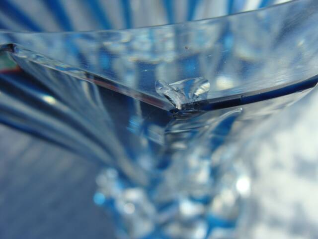 Large blue crystal vase