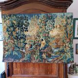 old tapestry with greenery and birds decoration