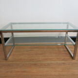 Coffee table in glass and chromed metal