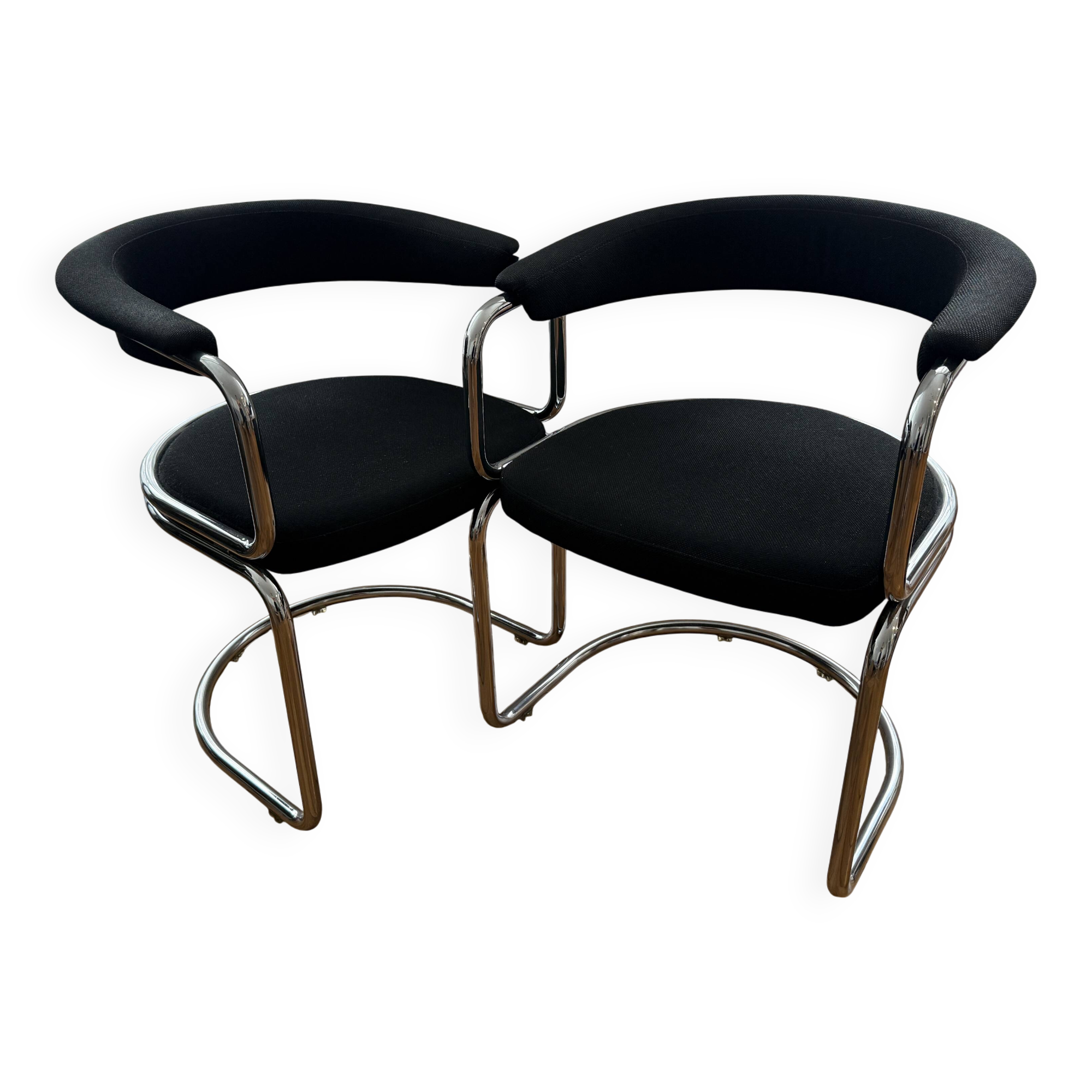 Chaises cantilever en acier tubulaire vintage des années 50