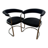 Vintage tubular steel cantilever chairs mid-century