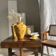 Large yellow lamp base with orange tulip shades, H46 D24