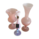 Trio de vases soliflore opaline et verre