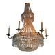 Beaded bag chandelier, six lights, circa 1800