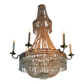Lustre sac de perles, six feux de lumière, vers 1800