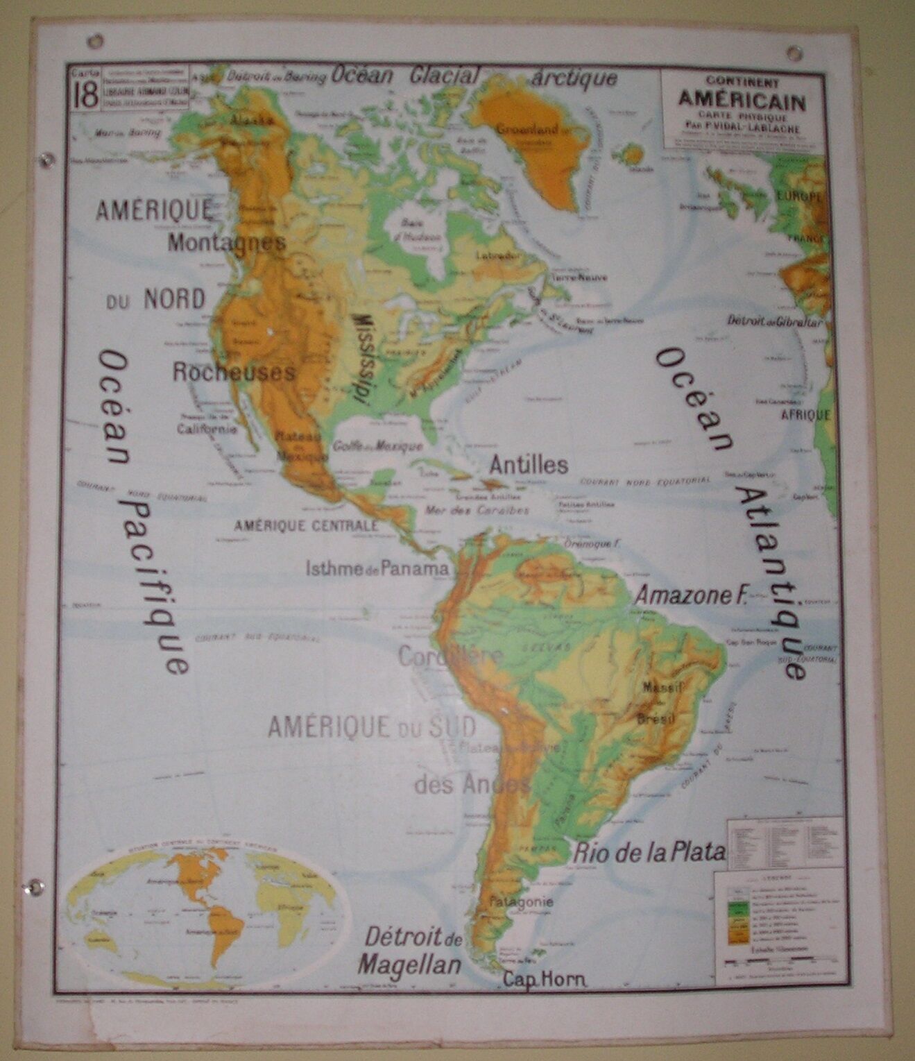 Vidal-Lablache n ° 18 'world' American school map at Armand Colin