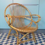 Vintage wicker basket armchair