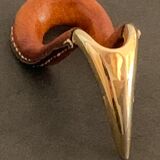 Carl Auböck pipe rack in leather and bronze, 1963