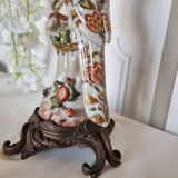 Parrot Candle Holder, Enameled Porcelain and Bronze, Late 19th Century