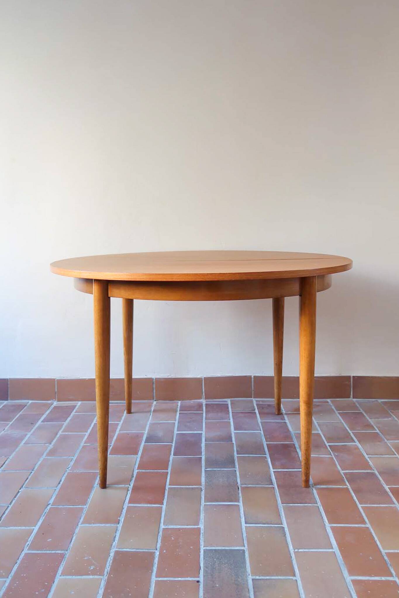 Scandinavian light wood round table