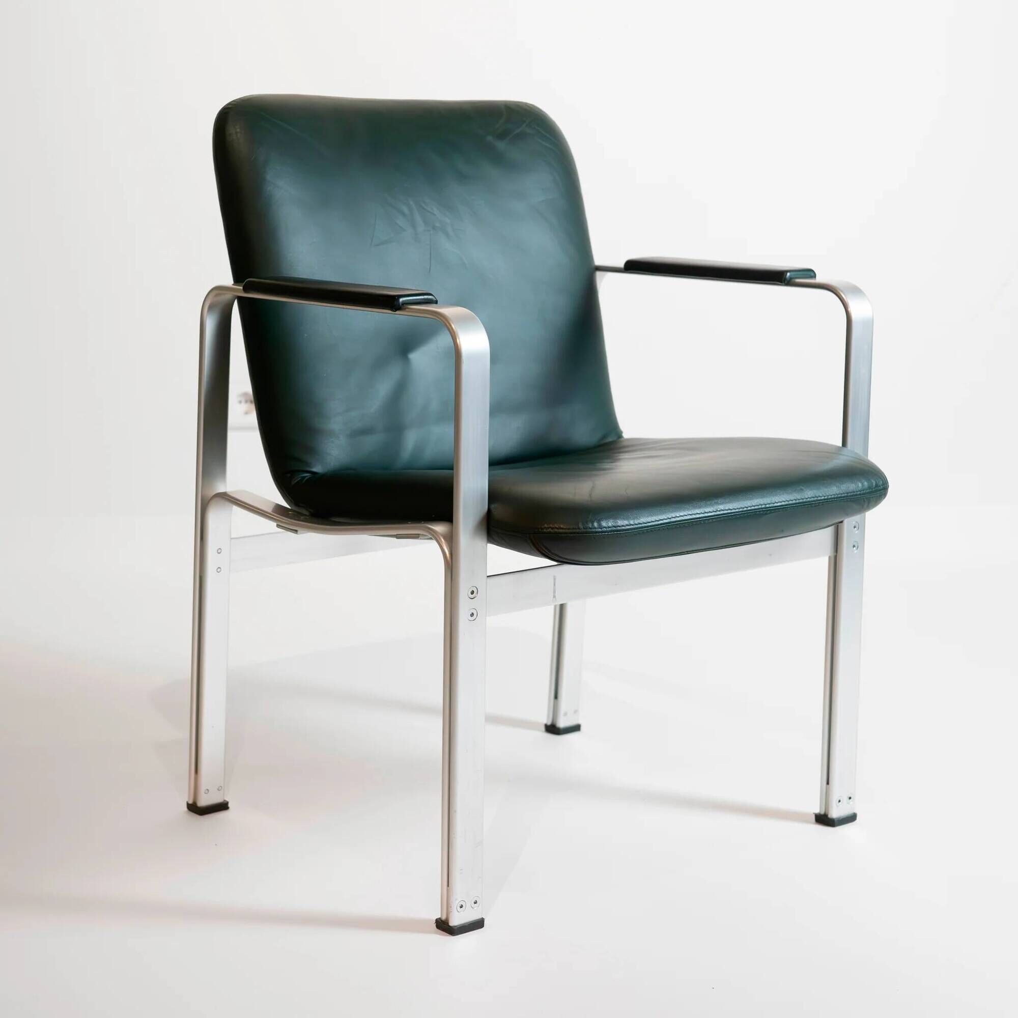 Vintage office chair by Karl-Erik Ekselius in green leather, 1970s.