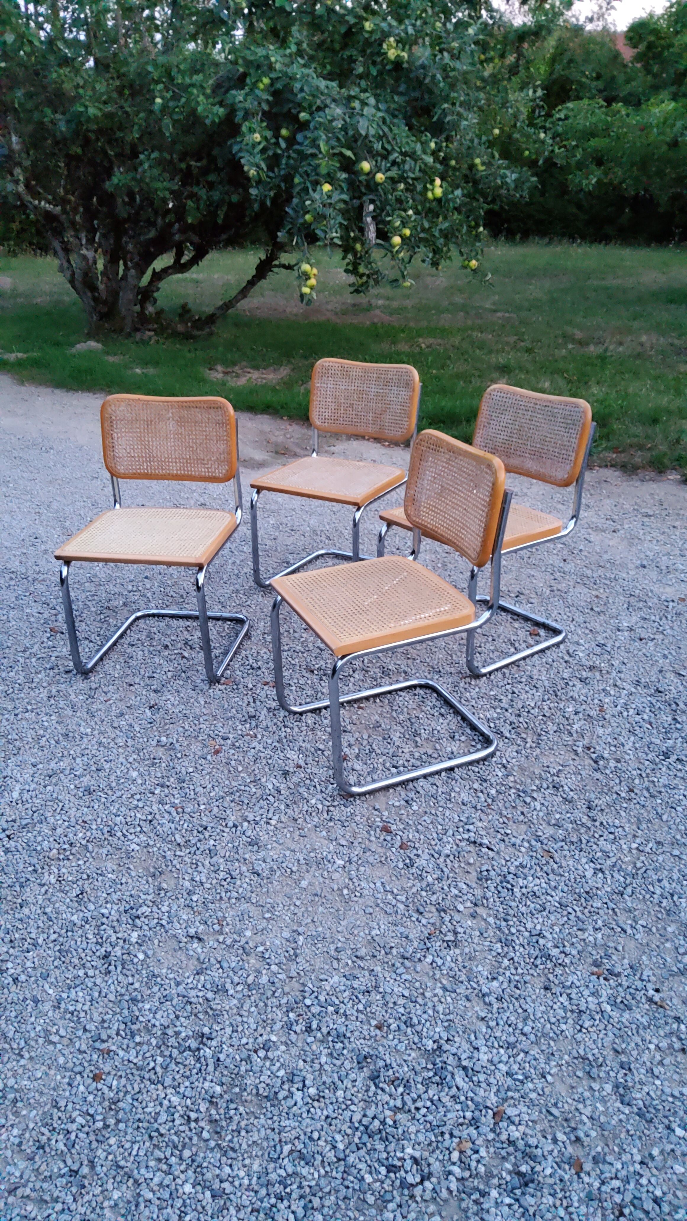 Set of 4 chairs cesca B32 Marcel Breuer Italian edition 1970