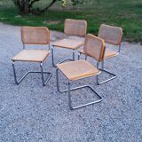 Set of 4 chairs cesca B32 Marcel Breuer Italian edition 1970