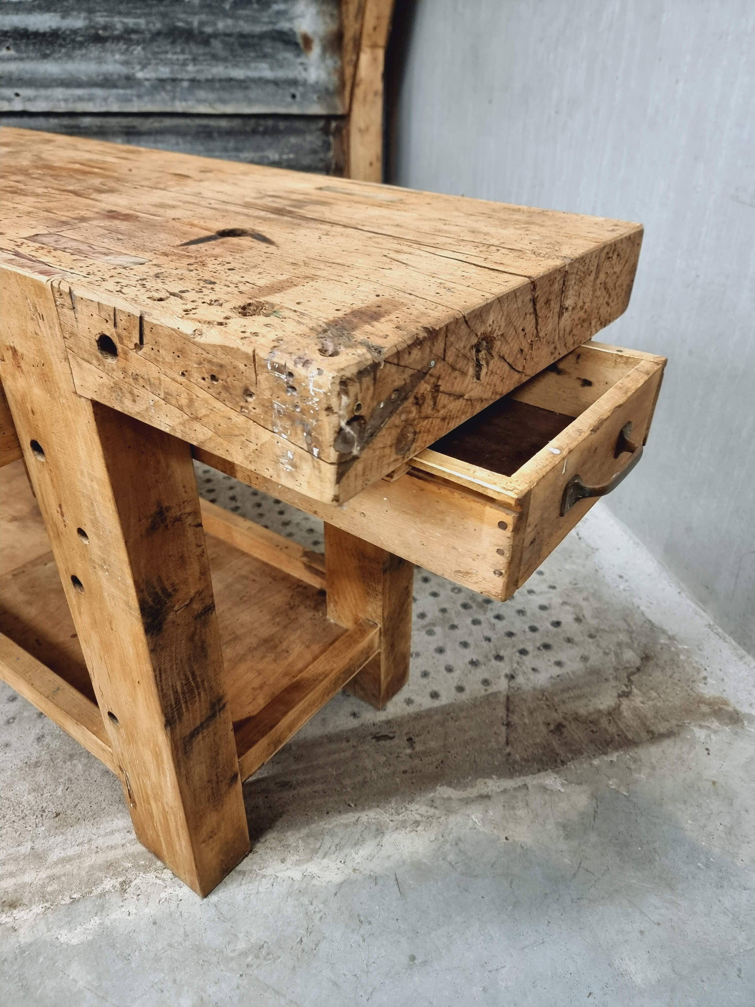 Old workbench side table bathroom furniture 48 x 193 cm