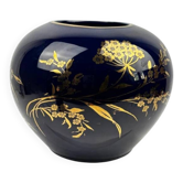 Bavaria "Echt Cobalt" ball vase, 22k gold blue porcelain, vintage 60s-70s