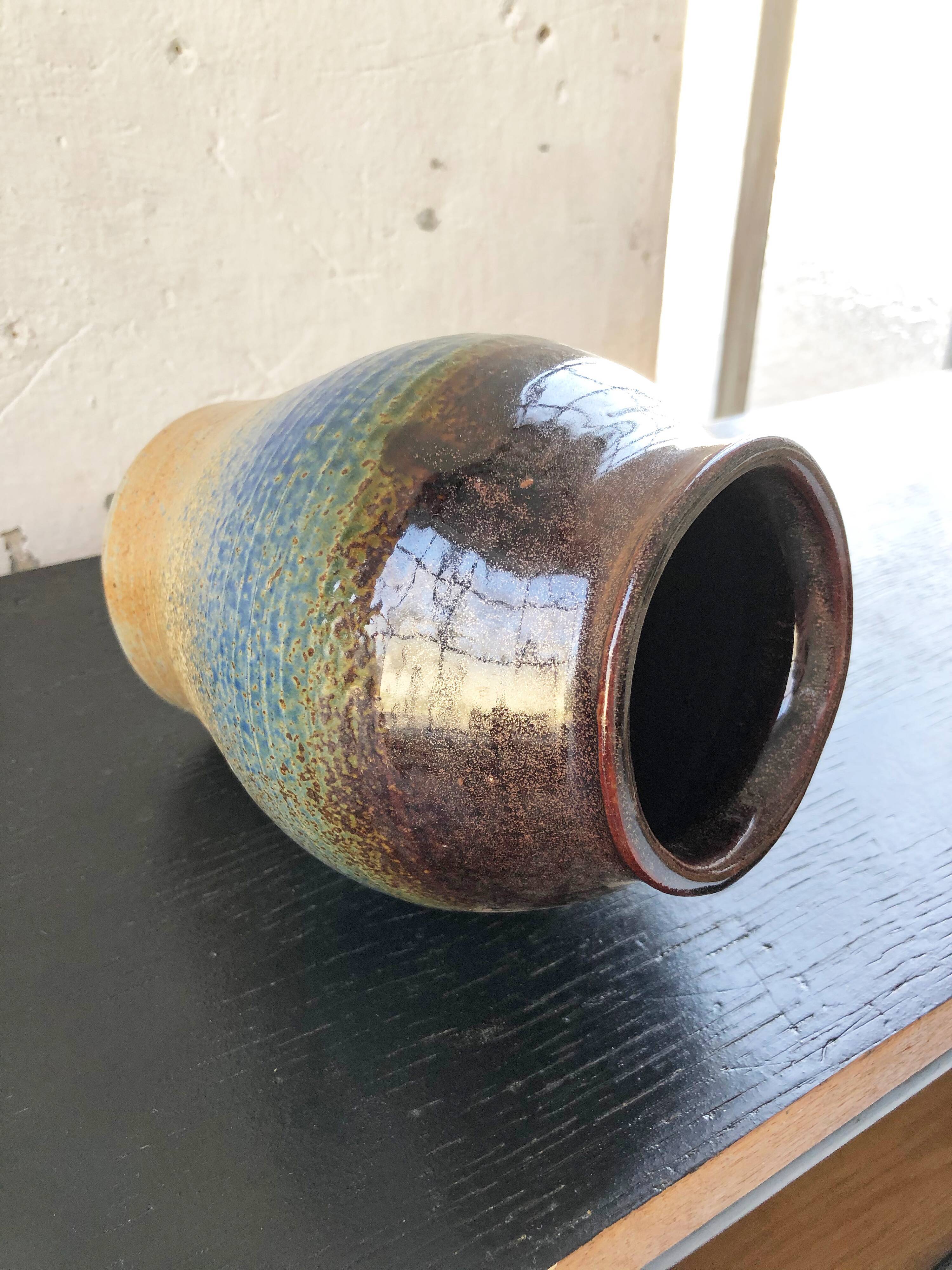Blue-brown ceramic vase