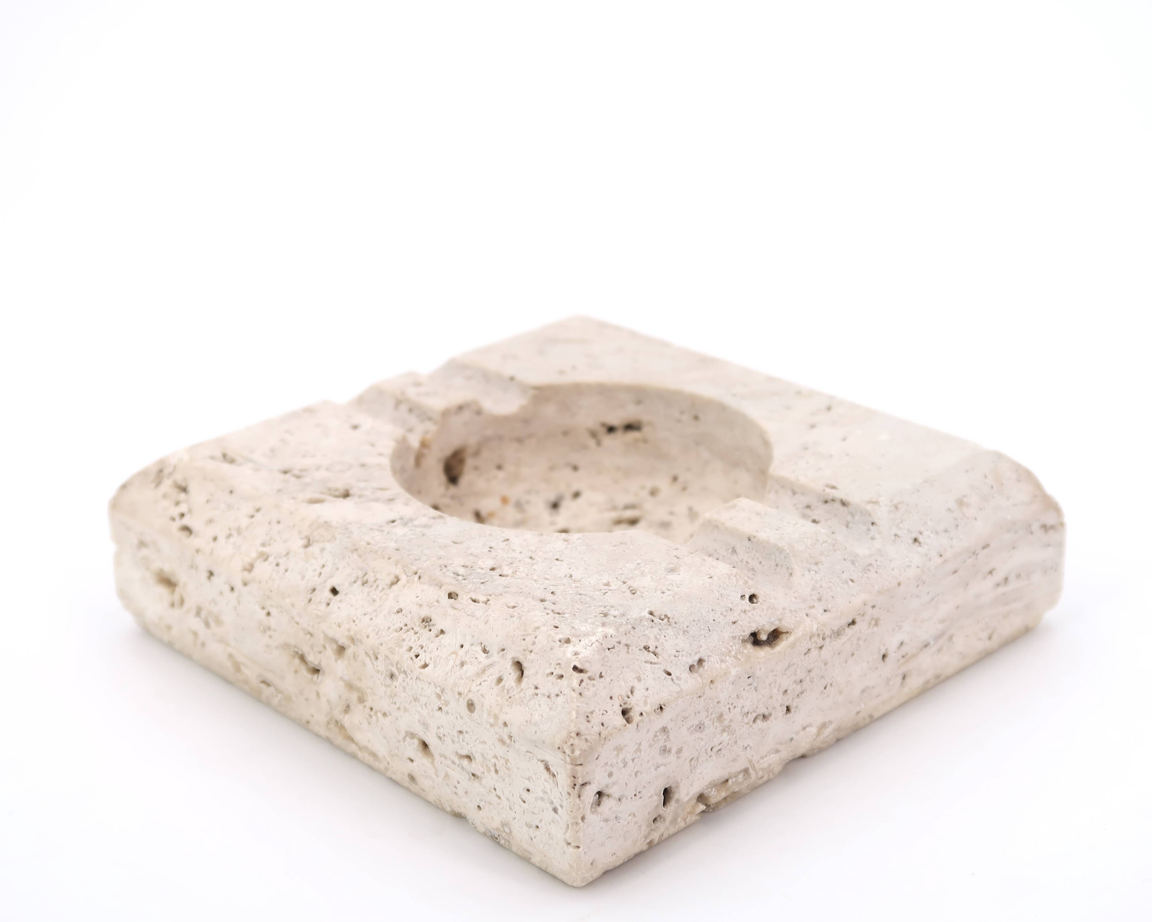 Square travertine ashtray, 1970s