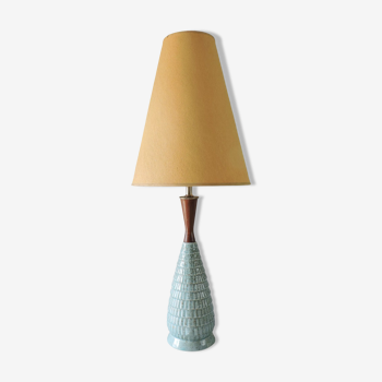 Lampe scandinave céramique et teck années 60
