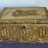 Old wooden box/casket covered with brass