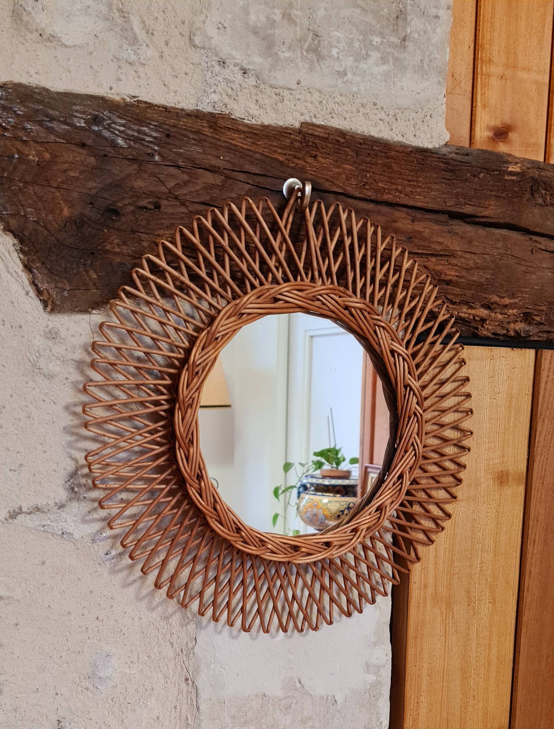 Vintage rattan mirror