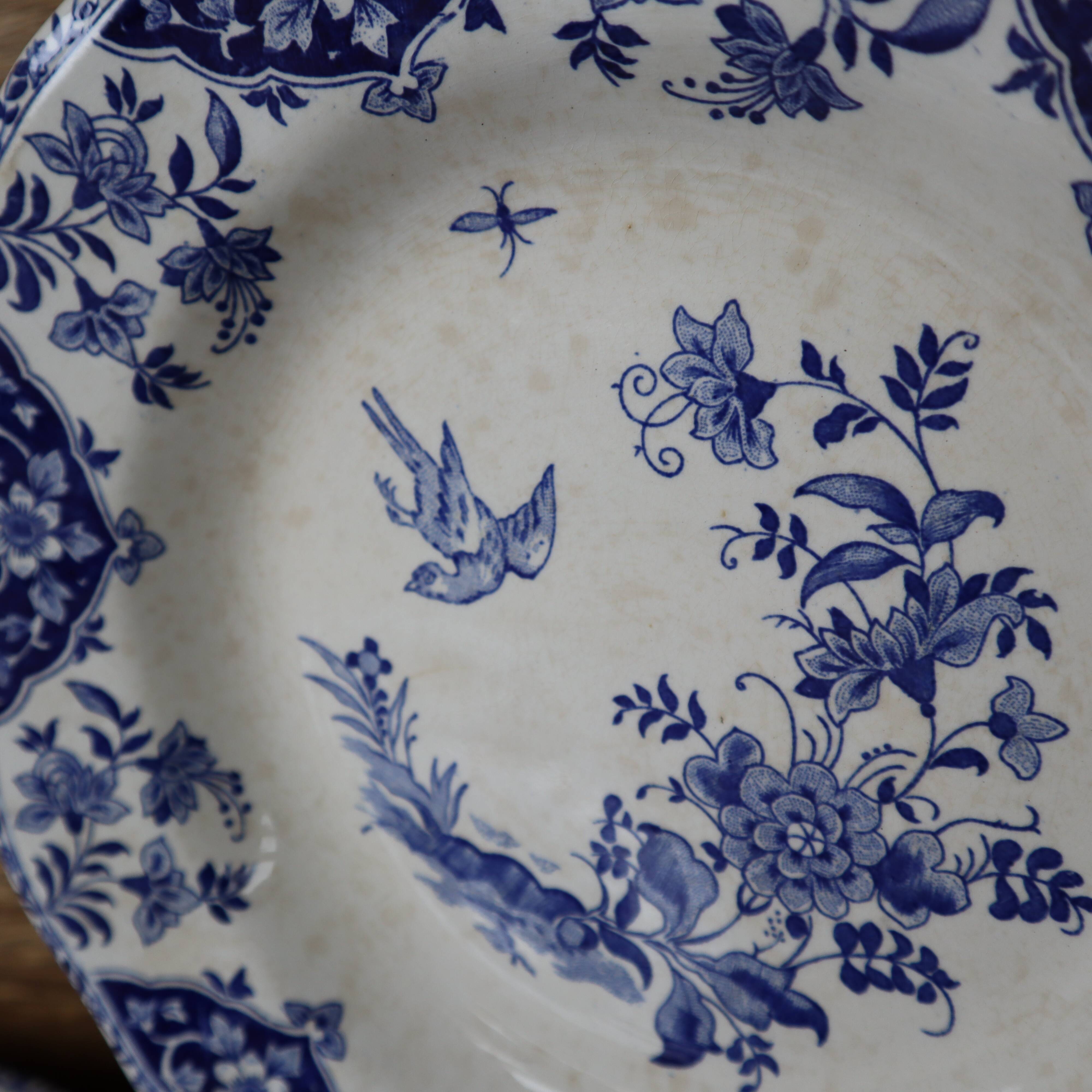 5 Gien Delft earthenware soup plates