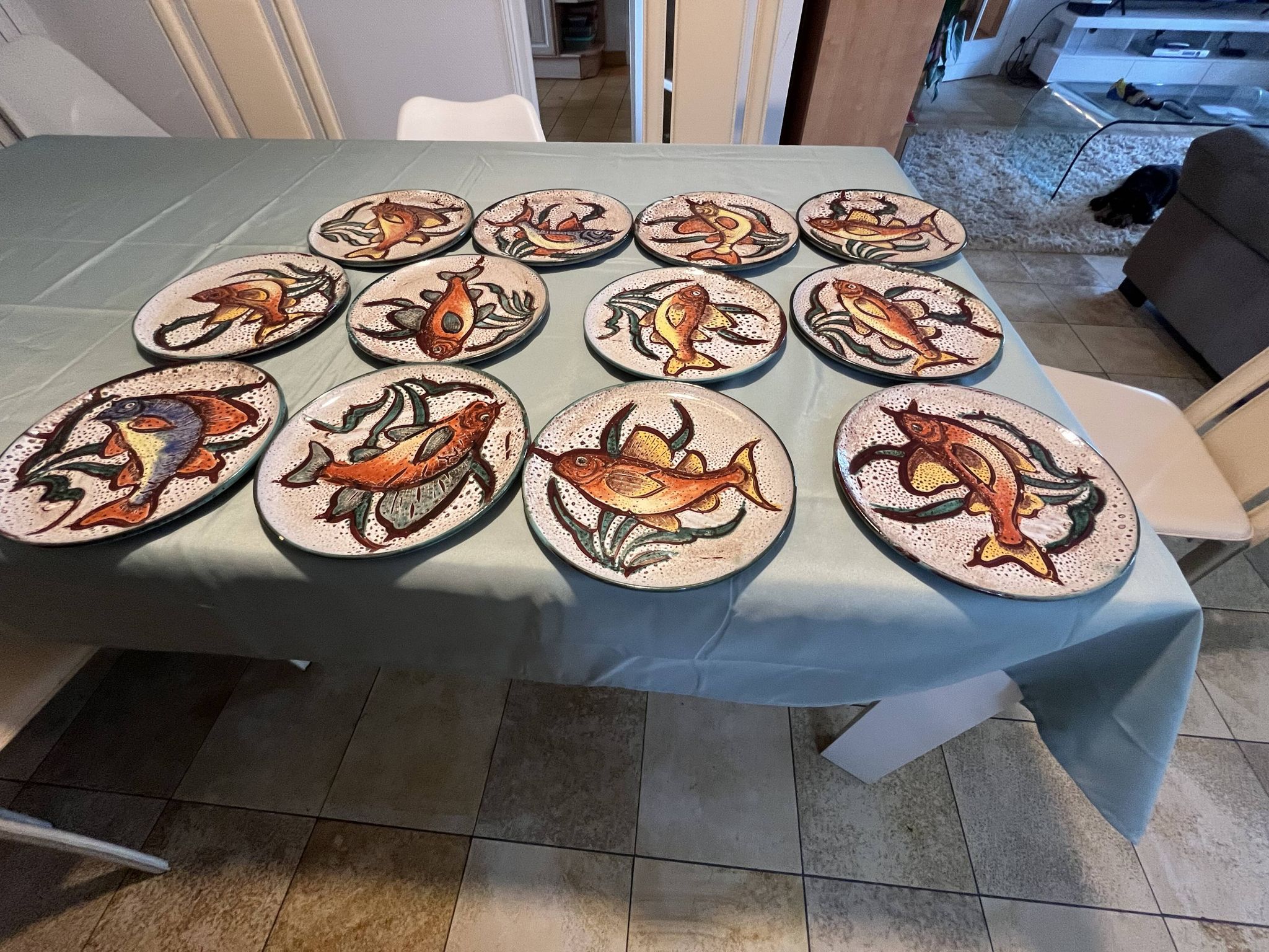 Service à poisson Vallauris plat + 12 assiettes