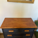 Vintage patinated black craft furniture style chest of drawers