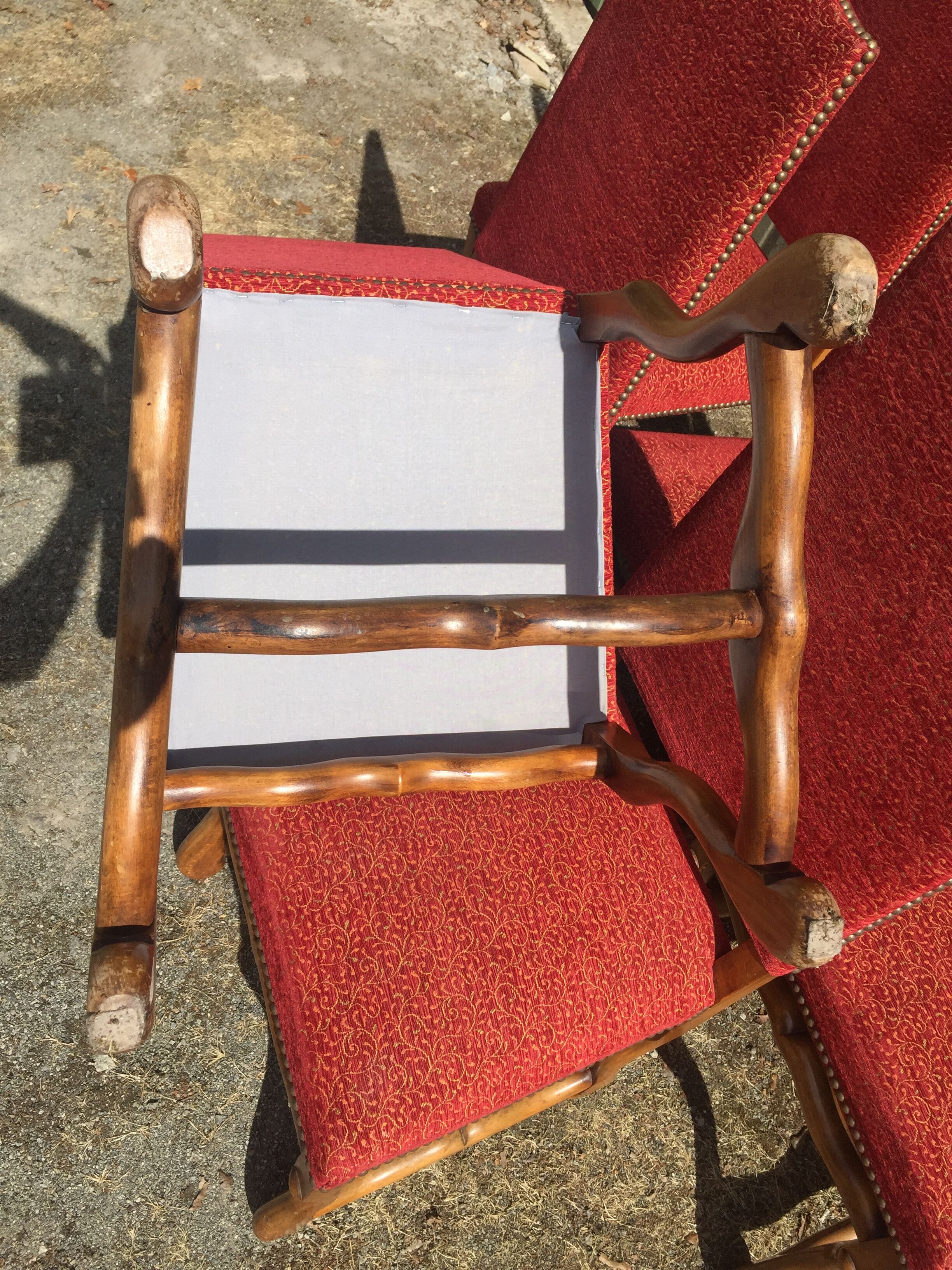 Vintage Louis XIII style chairs sheep bones in beech and velvet.