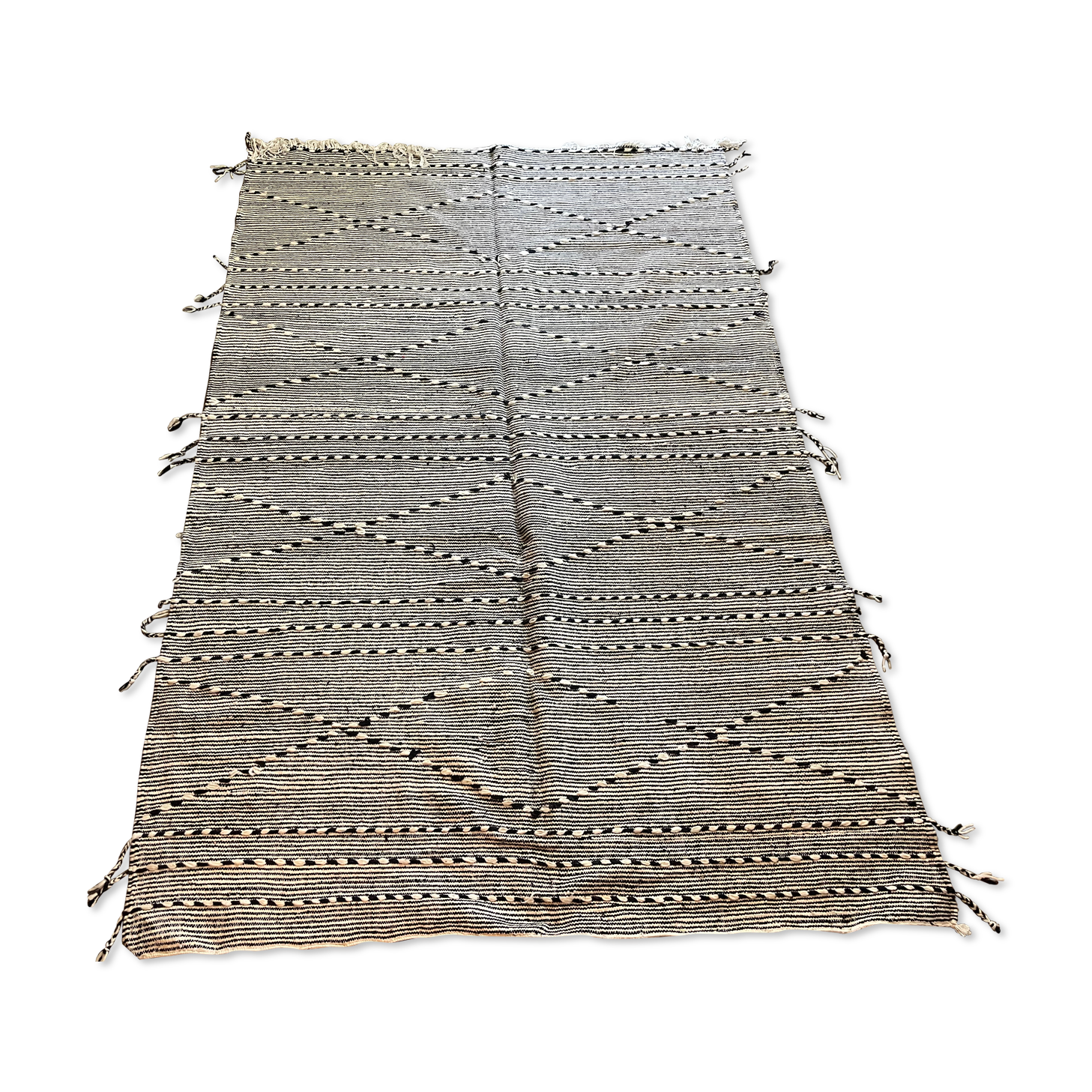 Tapis berbère Kilim noir et blanc 280x185cm