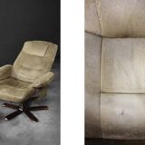 Vintage Mid-Century Danish Modern Brown Swivel Chair & Ottoman, 1960s