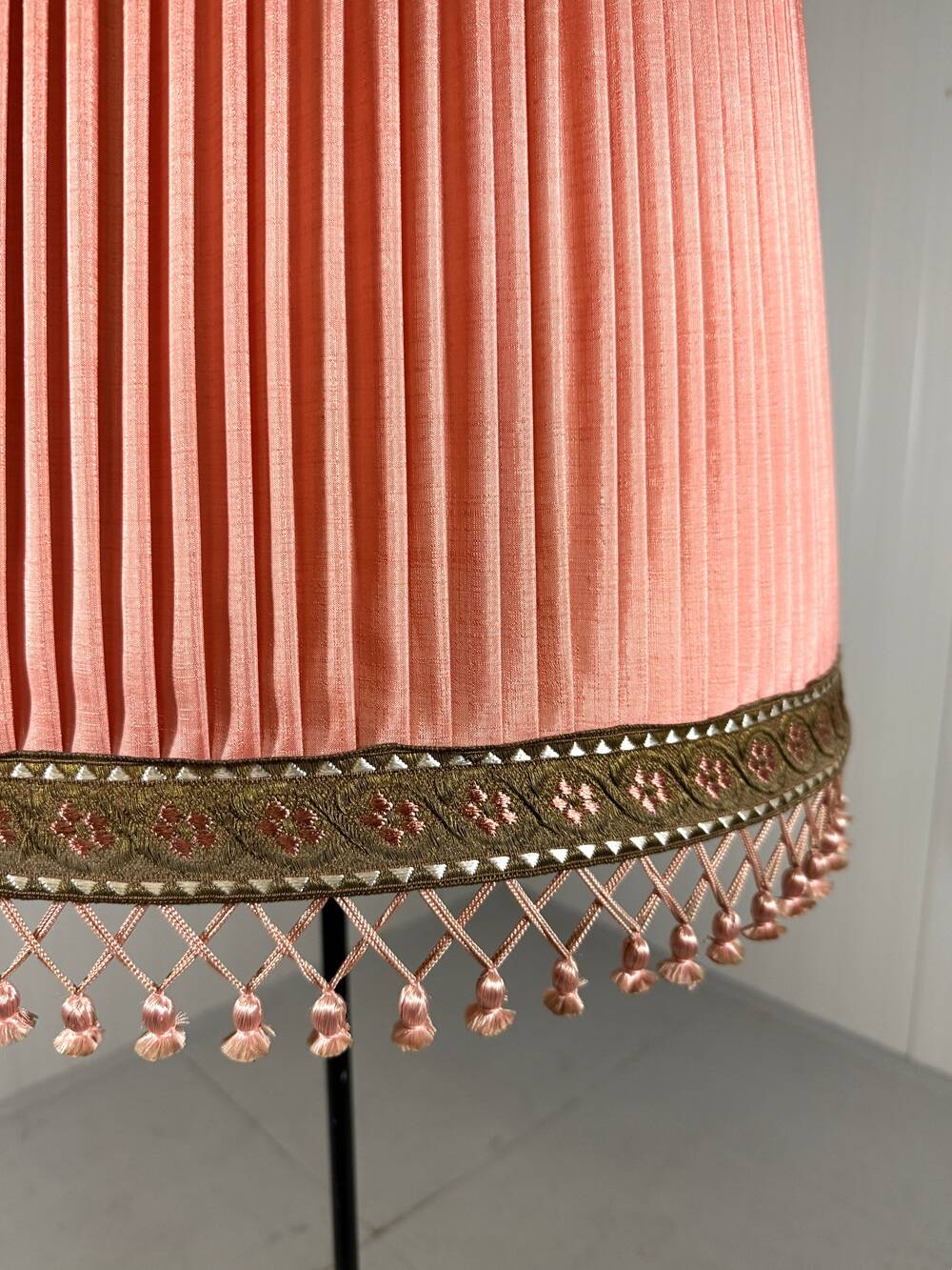 Austrian brass floor lamp pleated lampshade 1940-50’s