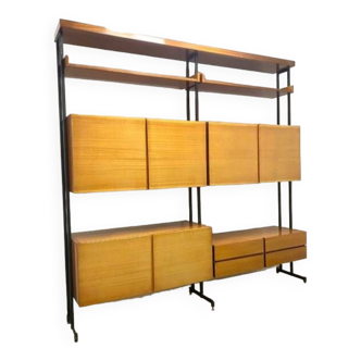 Free-standing mahogany storage unit, Vintage Czech 1970s