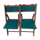 2 folding wooden and skai chairs, 60s