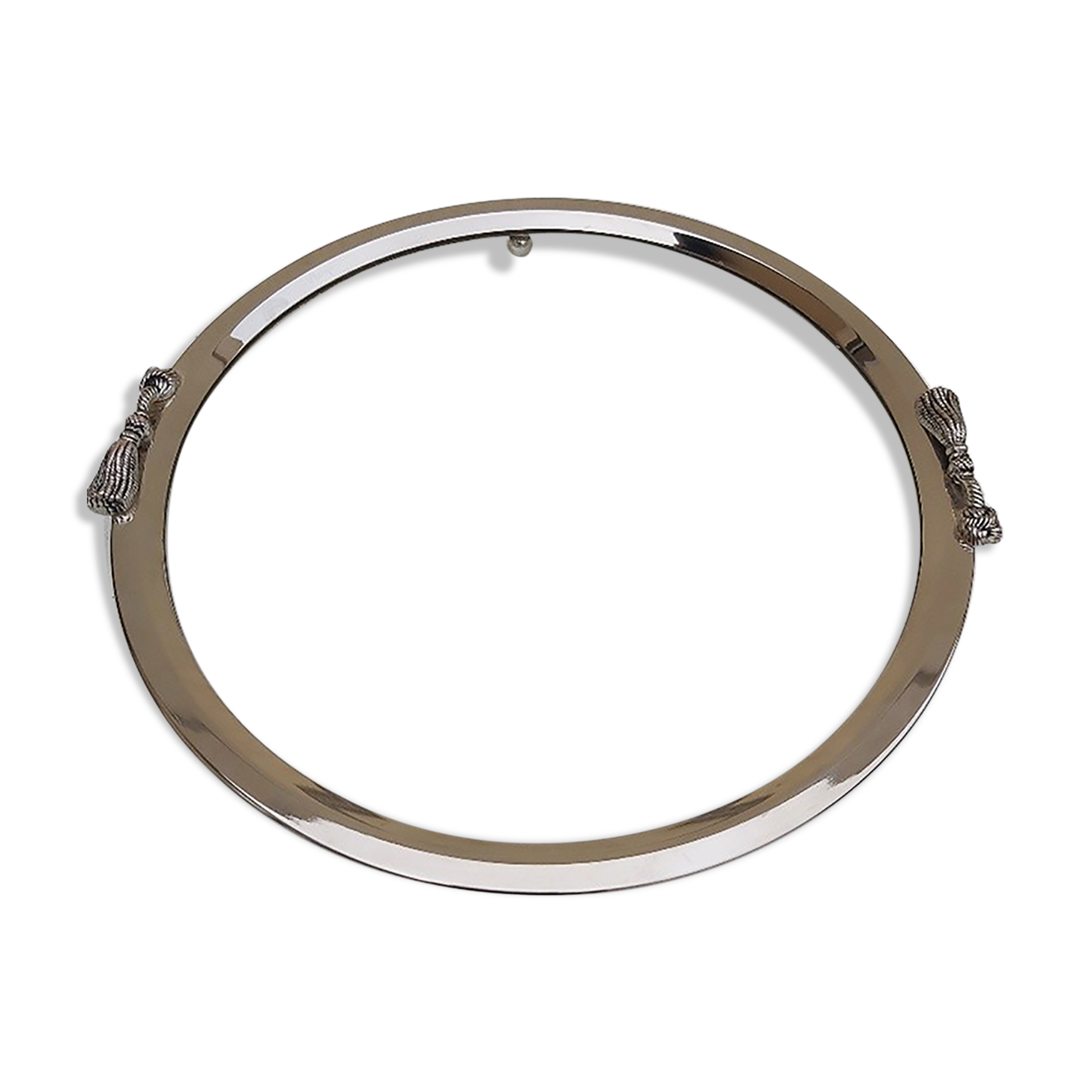 Round tray silver metal 70s