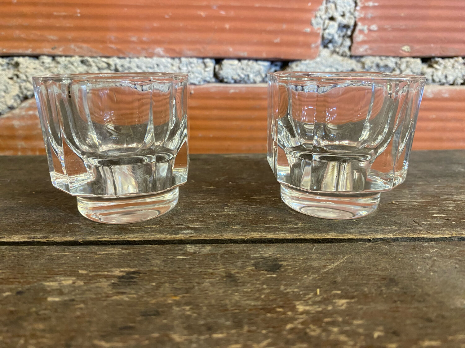 Pair of Antique Candle Holders COVETRO Design Moulded Glass Italy 60’s Vintage