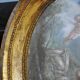 18th century oval pastel on canvas paper, country scene