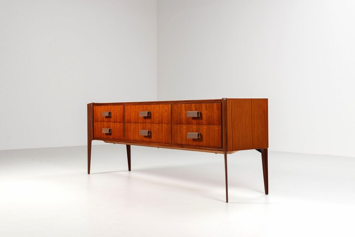 Italian sideboard or chest of drawers in teak Italy 1960