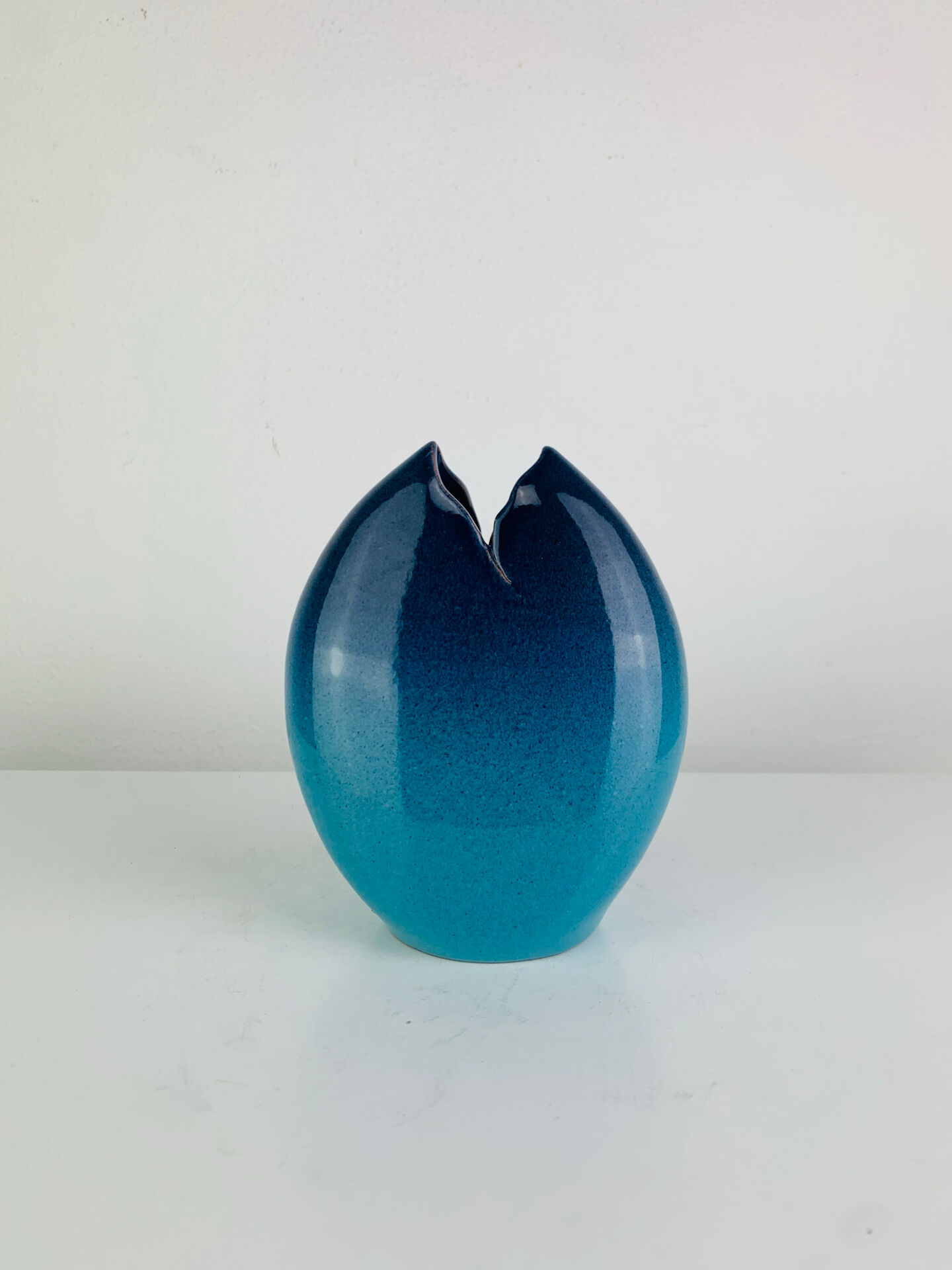 Blue sea ceramic vase signed Sagone Corsica