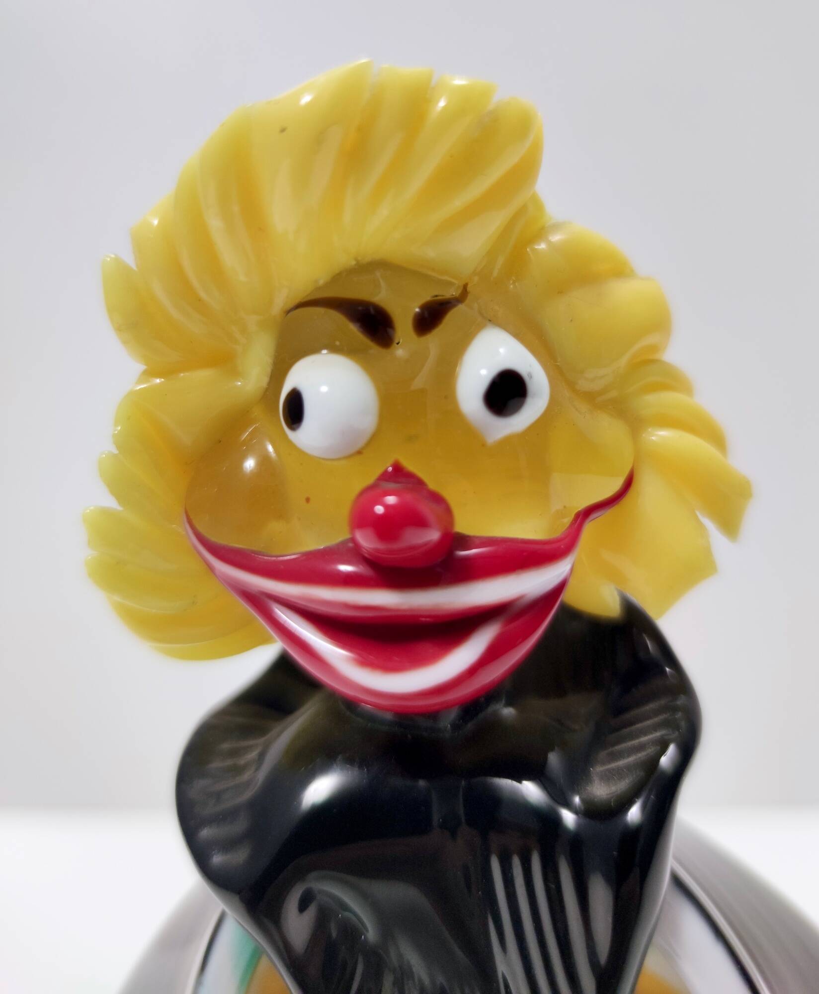 Black and Multicolored Murano Glass Clown Trinket Bowl / Ashtray, Italy