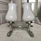 Duo of wall lamps in chrome metal and Opalines Japanese 50s