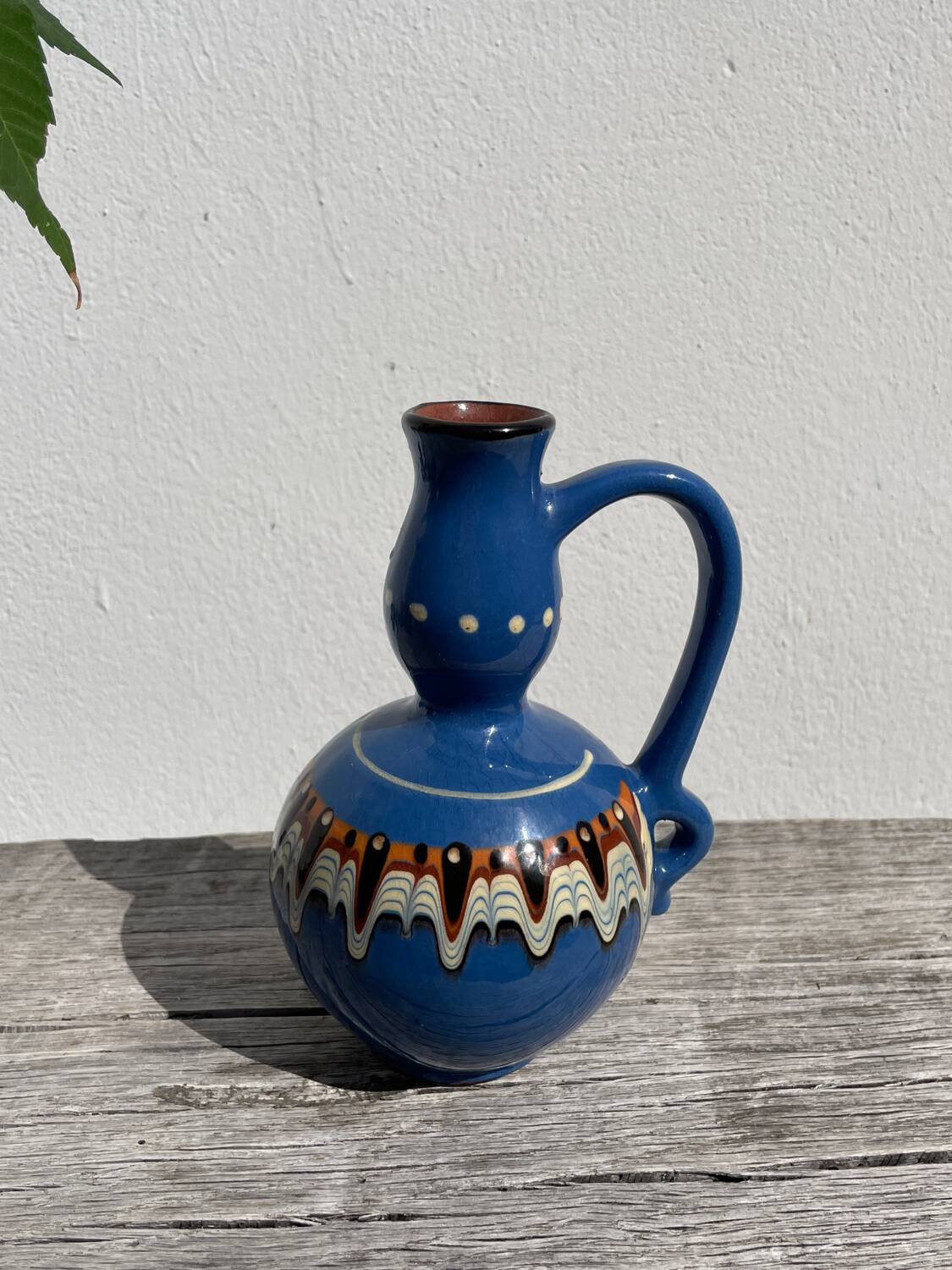 Small ethnic blue ceramic jar / vase