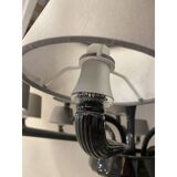 Contemporary Venetian Black Murano Glass Chandelier With Grey Shades